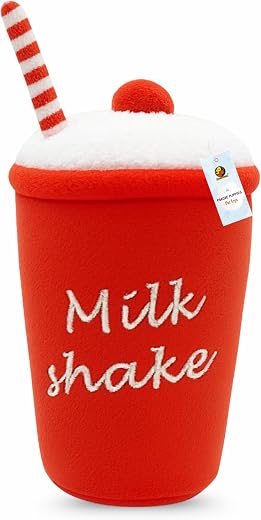 Foodie Puppies Interactive Squeaky Plush Dog Toy - (Milk Shake) | Durable, Bite-Resistant Chew Toy | Soft, Safe &amp; Fun for ...