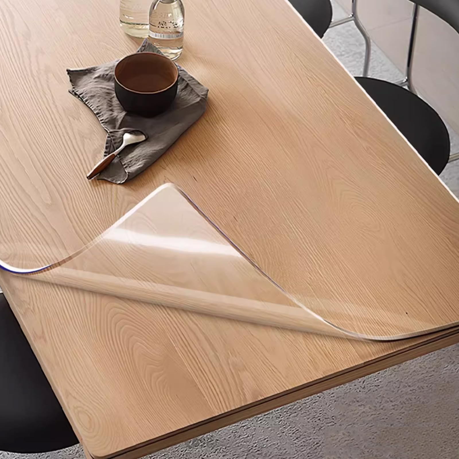 PVC Clear Table Protector 3mm PVC Clear Table Protector 65 Degree Bevel Multiple Sizes(75x140cm/30x55in)