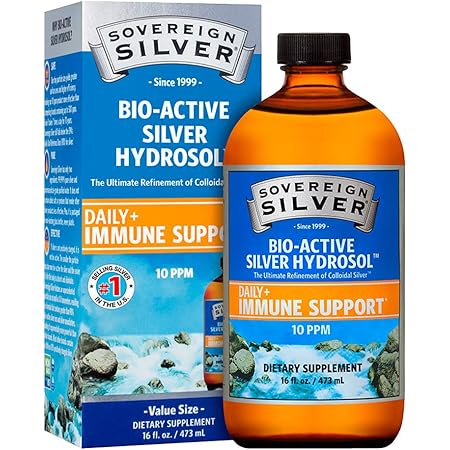 Sovereign Silver Bio-Active Silver Hydrosol for Immune Support - Colloidal Silver - 10 ppm, 16oz (473mL) - Economy Size