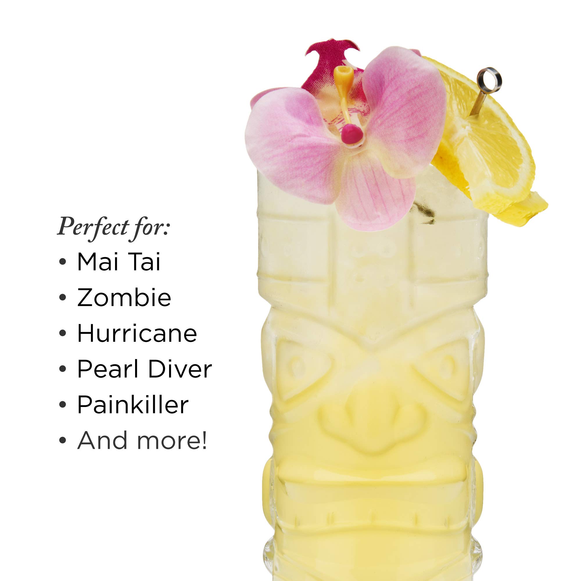 Viski Pacific Crystal Tiki Glasses Set of 2, LeadFree Premium Crystal