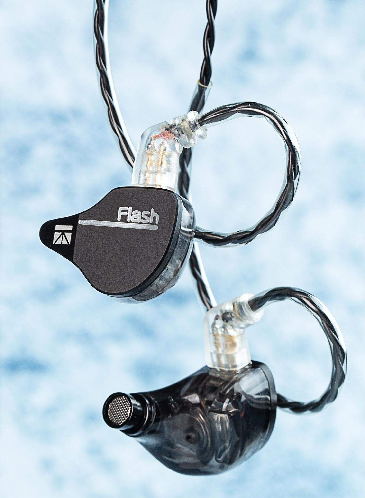 keephifi KBEAR IEM Flash 1BA+1DD Écouteurs HiFi in Ear Monitor, Moniteur Intra-auriculaire avec Couvercle CNC, Pilote Dynamique 10 mm, câble détachable(Noir, avec Micro)