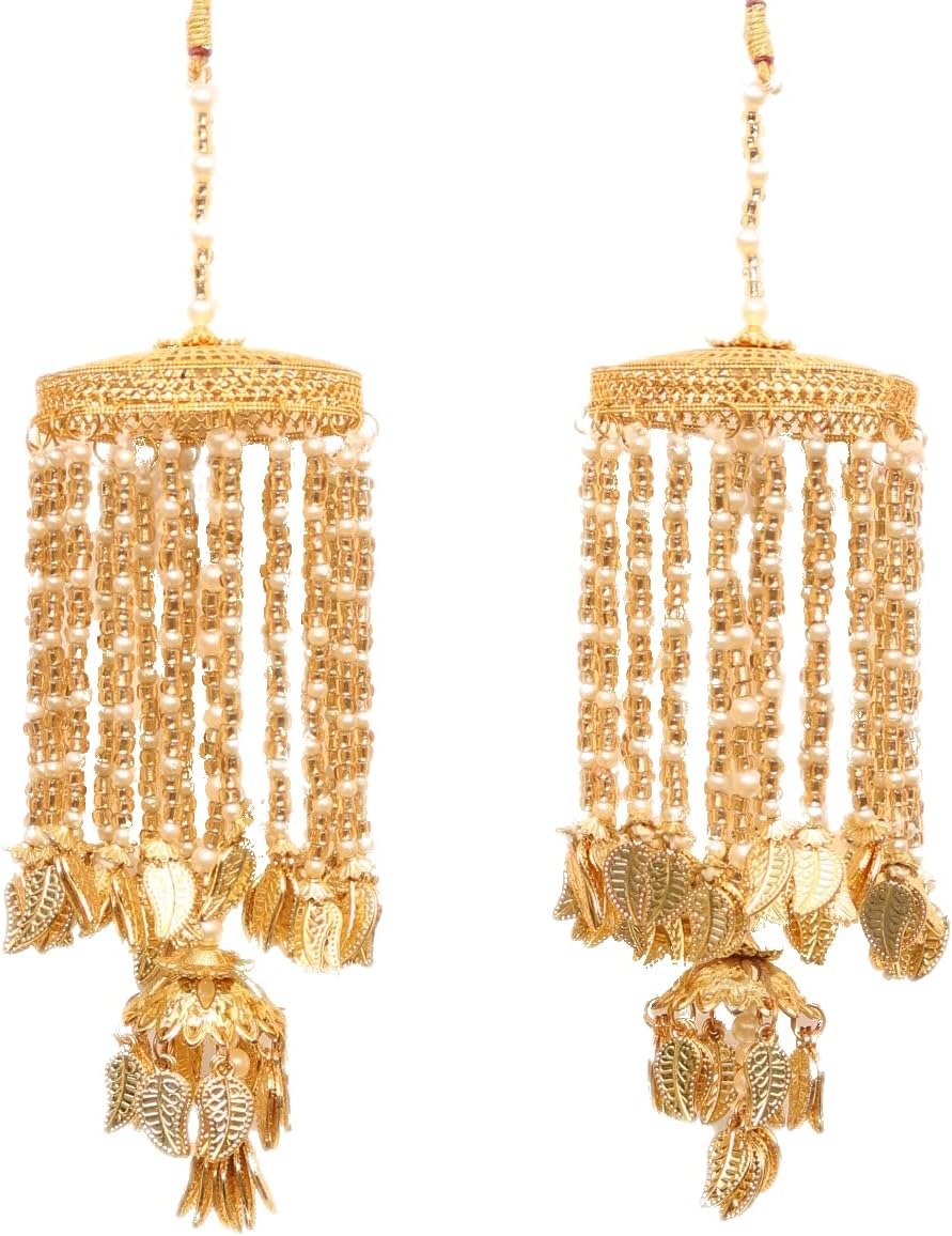 Handmade Kalira (Red & Gold) Pair/kalere/Kalire/Bridal Hand Hanging Kalira for Brides, Women and Girls 1137, One Size, Pearl, No Gemstone
