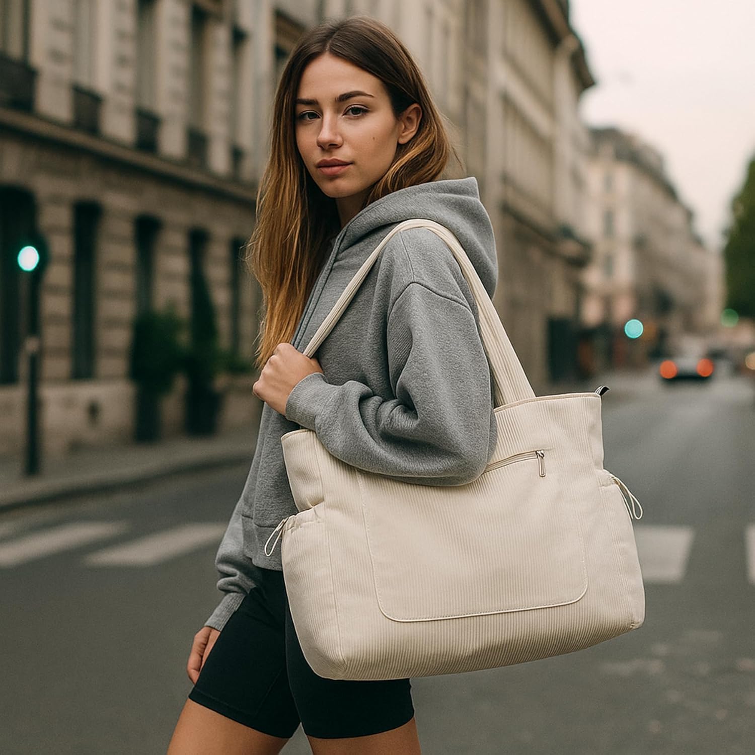 Tote Bag for Women Large Corduroy Tote Work Bags with Compartments Shoulder Bag Handbag for Travel, Teacher Nurse - Image 9