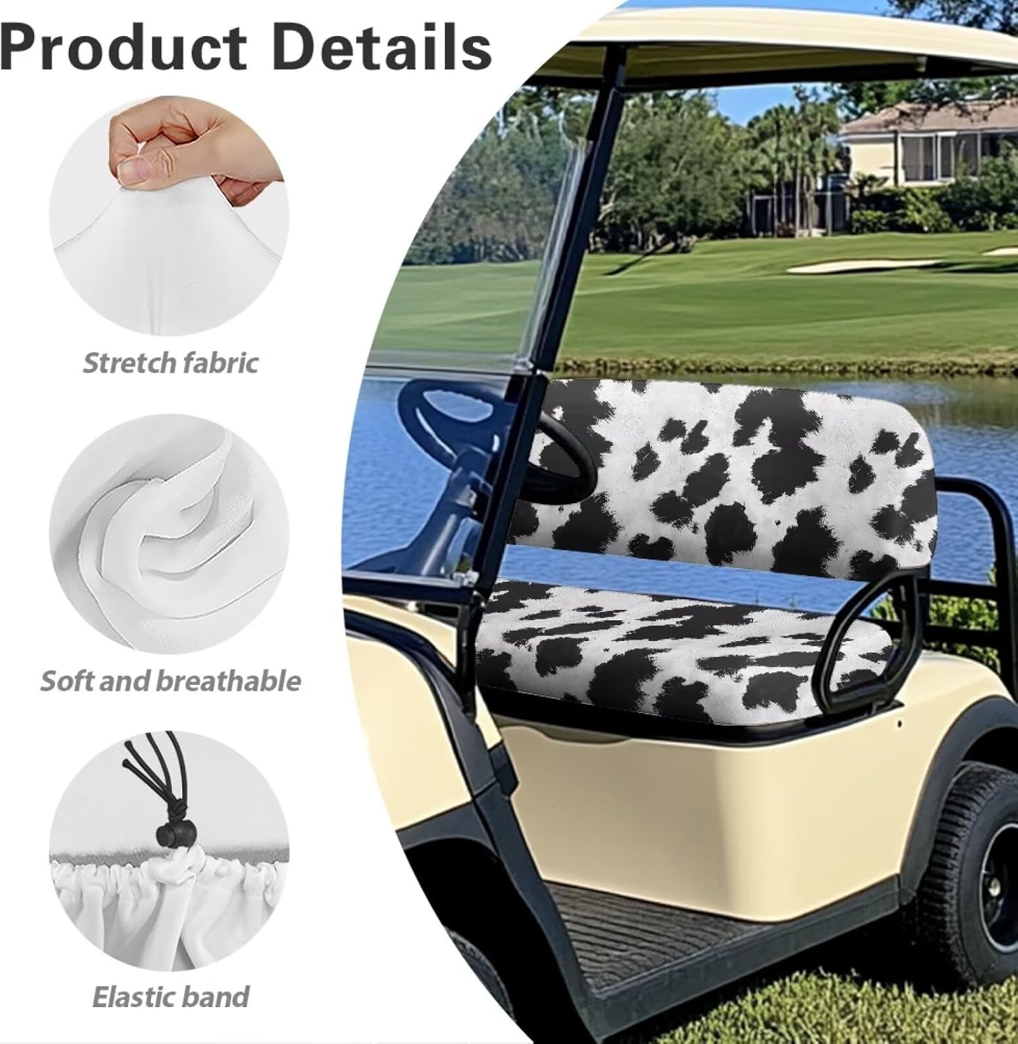 2 PCS Golf Cart Seat Covers Front Rear Seat Cover Set EZGO Seat Covers Golf Cart Seat Protector Machine Washable