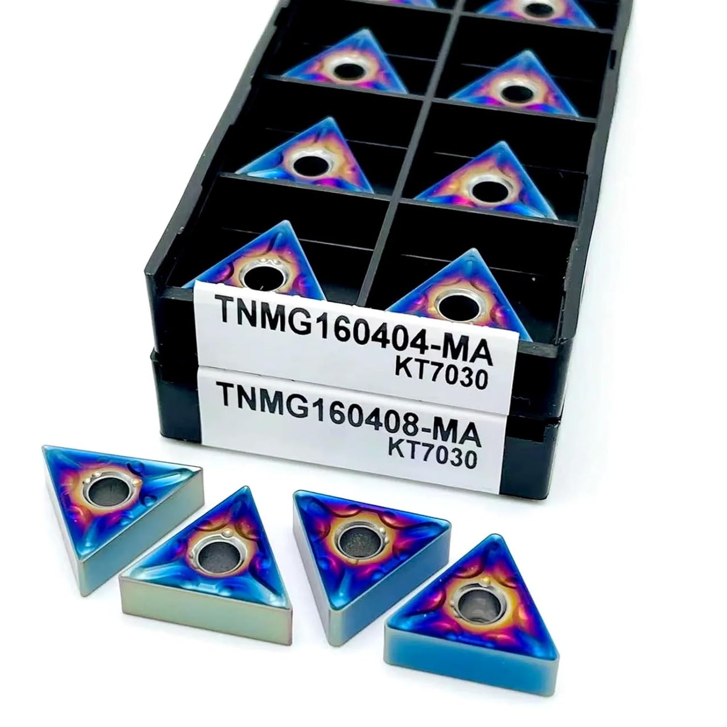 10pcs TNMG160404 TNMG160408 MA KT7030 CNC Carbide Inserts for Steel Turning Cutting Tools, Blue CNC Milling Blades CNC Lathe Insert Blade(TNMG160404 MA KT7030)