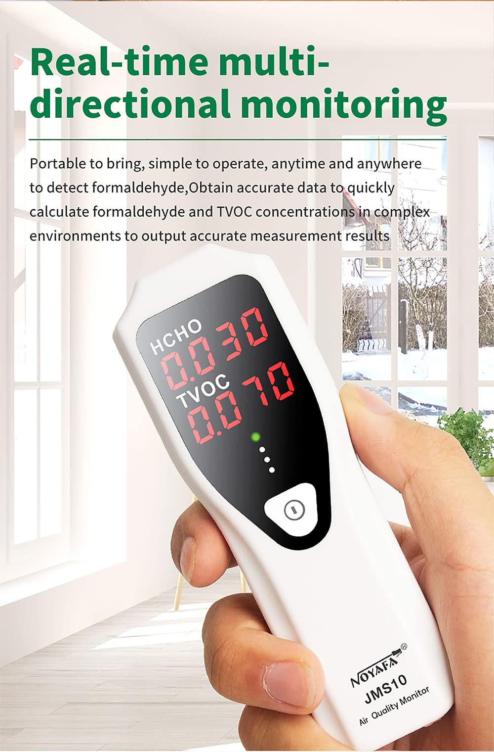 Irfora Tragbarer Formaldehyd-Detektor Raumluftqualitätsmonitor HCHO und TVOC-Monitor mit akustischer Alarm-LED-Anzeige für HVAC-Heimsysteme