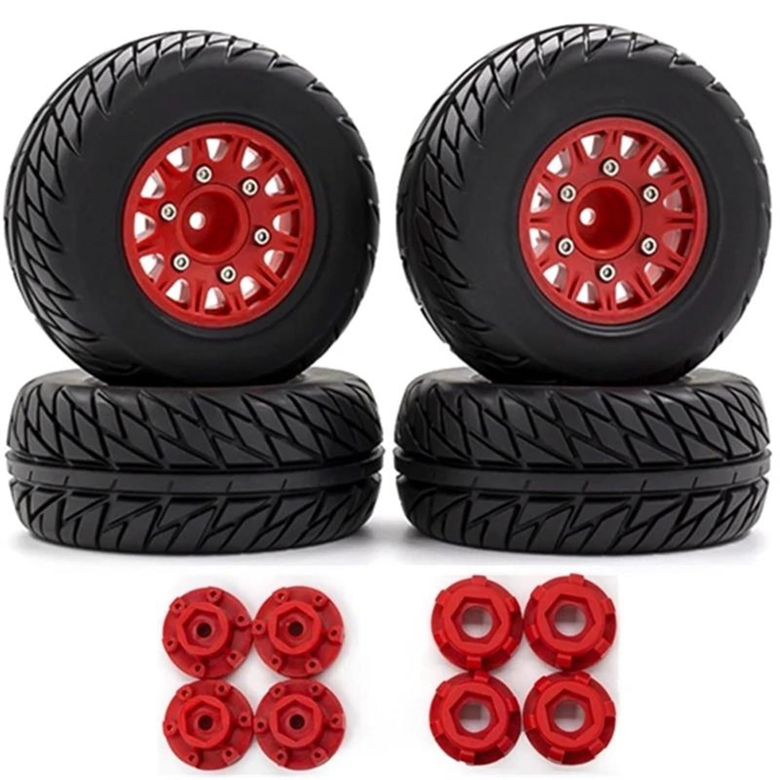 Llanta Beadlock Rueda para Traxxas para Arrma para Tamiya para HPI para Kyosho RC Car 4 Piezas 1/8 1/10 Neumático De Camión Recorrido Corto Rueda 12，14，17 Mm Hexagonal