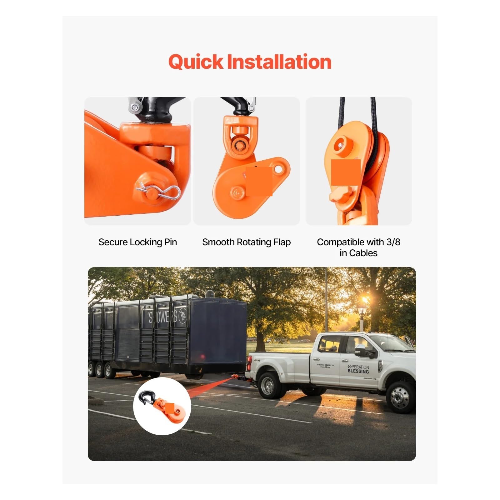 2T Snatch Block Pulley z obrotowym hakiem podnoszącym Offroad Recovery do operacji holowania na ciężarówce Rollback Wrecker Car Hauler