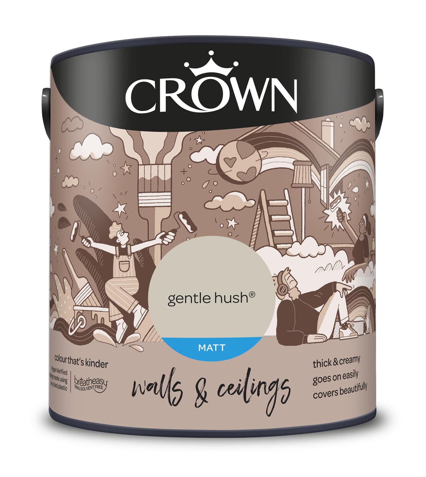 Crown Gentle Hush ® 2.5L Walls & Ceilings Matt Emulsion