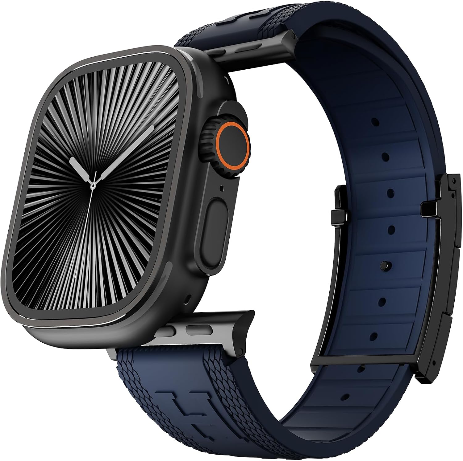 Sport Silicone Band Compatible with Apple Watch 49mm/46mm/45mm/44mm/42mm/41mm/40mm/38mm,Luxury H‑Shaped Magnetic Buckle Replacement Strap for iWatch Ultra 3/2/1,SE3/2/1,Series11/10/9/8/7/6/5/4/3/2/1