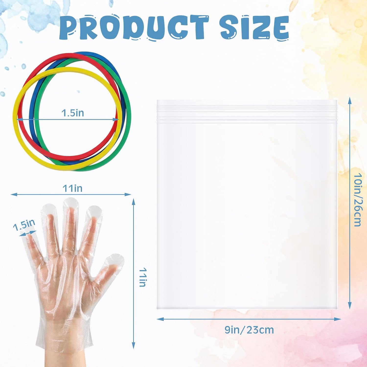 100 Pcs Rubber Bands Kit for Tie Dye Projects Craft Project Colorful Elastic Rubber Band with 100 Pairs Gloves 100 Sealed Bags for Office Supplies Tie Dye Accessories