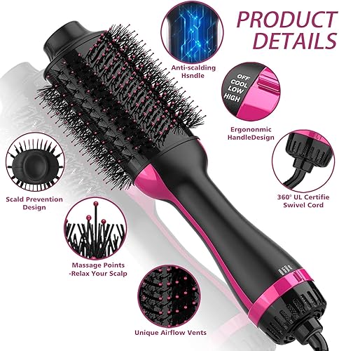Miniatura 7 de Cepillo para secador de pelo cepillo para secadora de pelo en uno 4 en 1 secador de pelo en un solo paso y volumizador de peinador cepillo