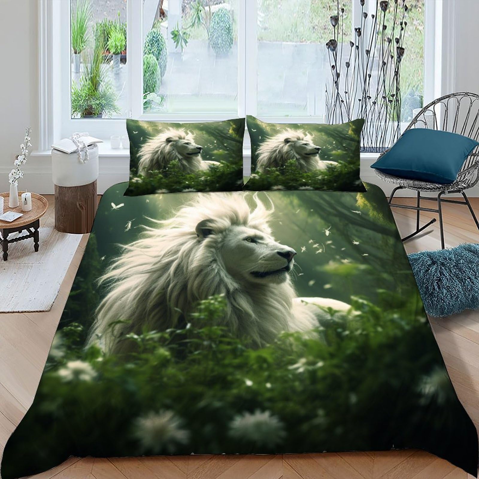 Housse de couette lion grand format 220x240 pour changer de linge de lit