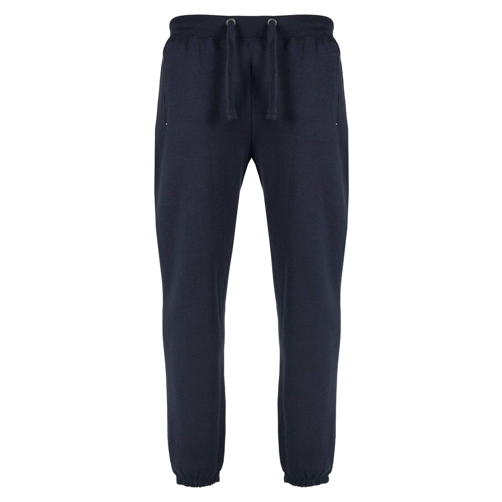 Le11 Men's Navy Blue - Fleece Joggers Track Cuffed Bottoms Plain Trouser Sweat Jogging Pant (, Small)