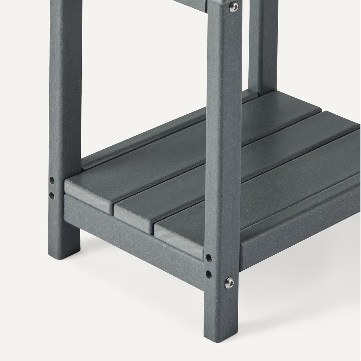 Amazon Basics Outdoor Side Table, 42cm x 32cm x 42cm, Wood-Like Grey, 1-Pack