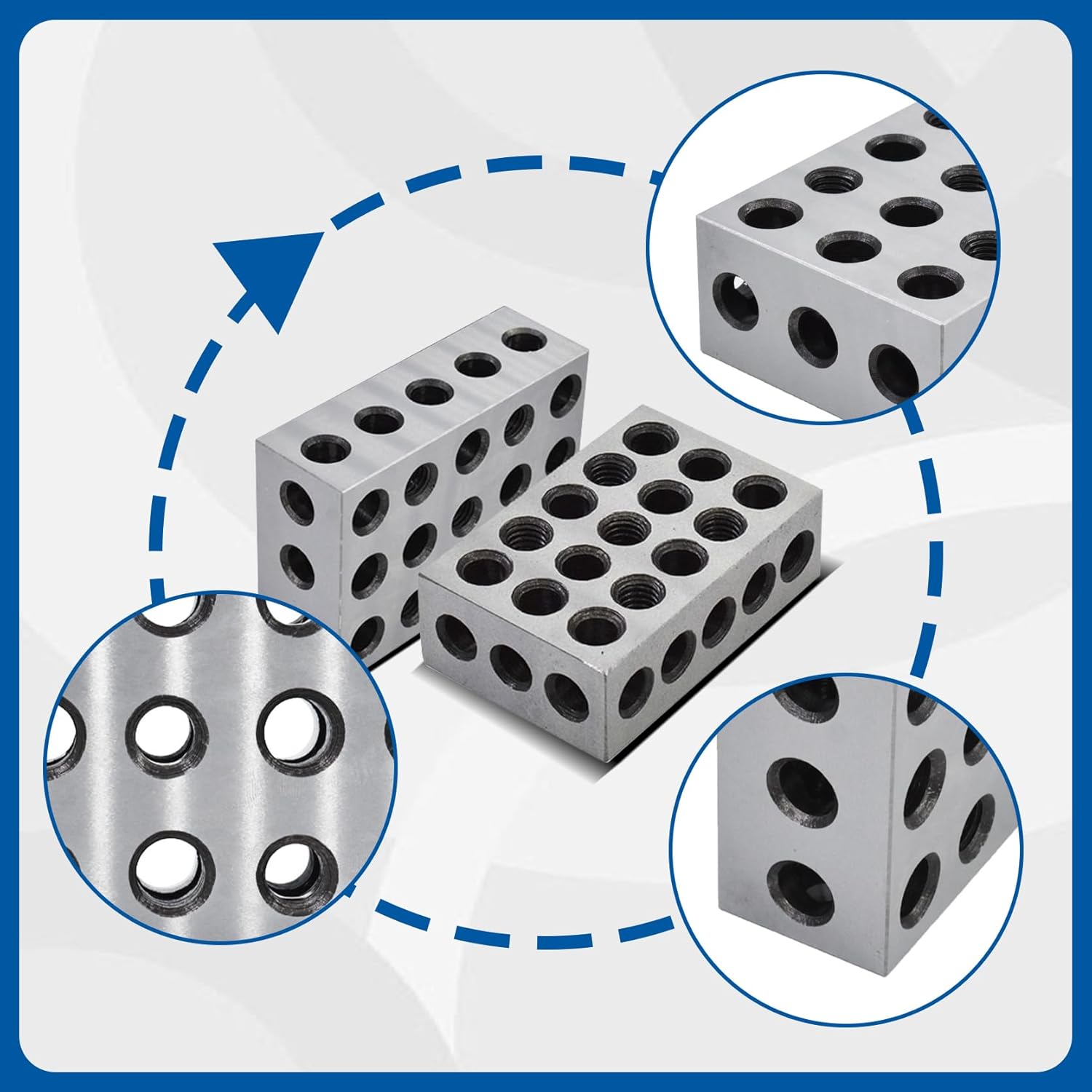 2-4-6 Blocks Matched Pair 23 Holes (2x4x6) Hardened Steel RC 55-62 246 Precision Ground Machinist Set Up Blocks