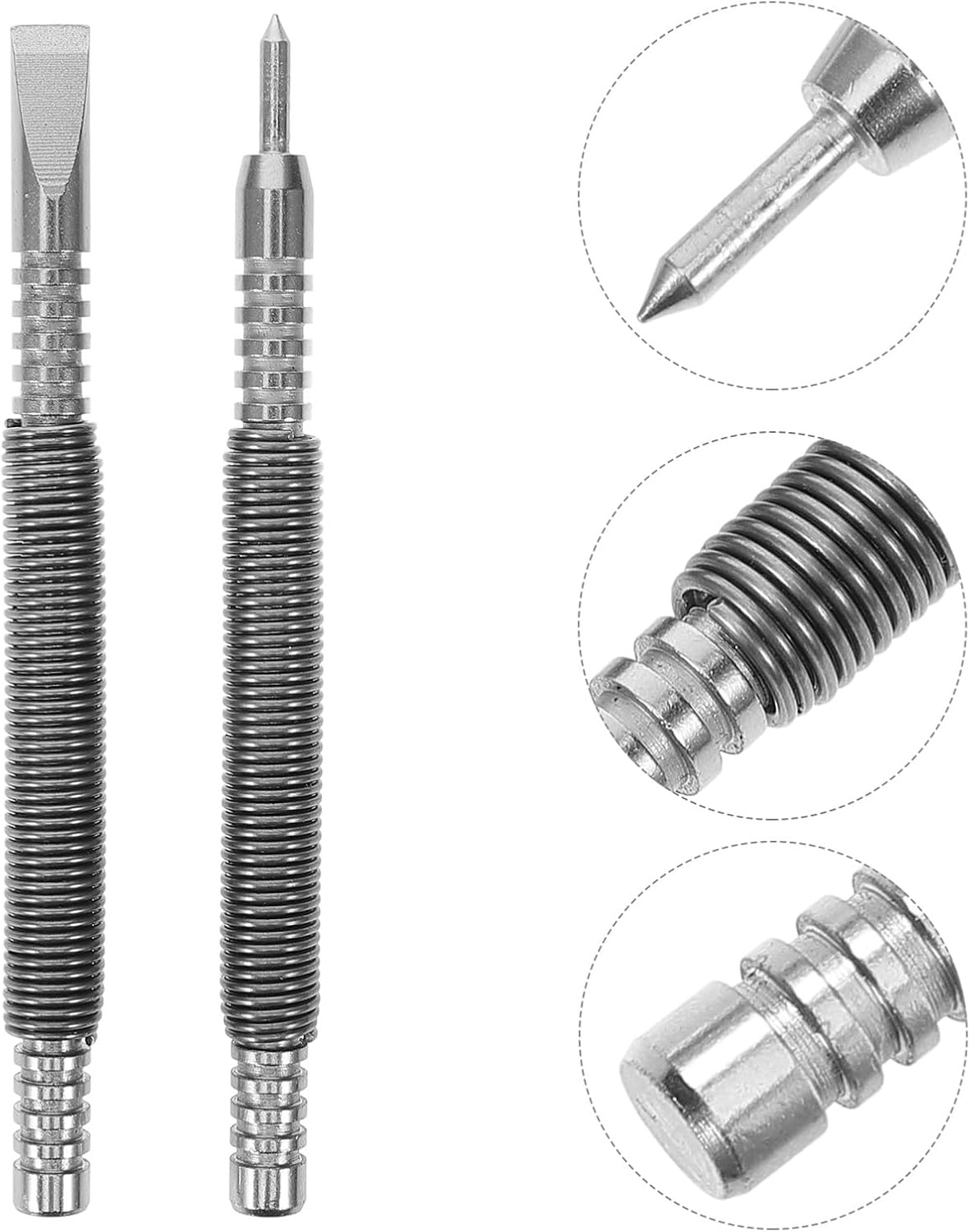 WOONEKY Dual Head Nail Setter Spring Loaded Pin Punch Set Nail Tool Center Punch for Glass