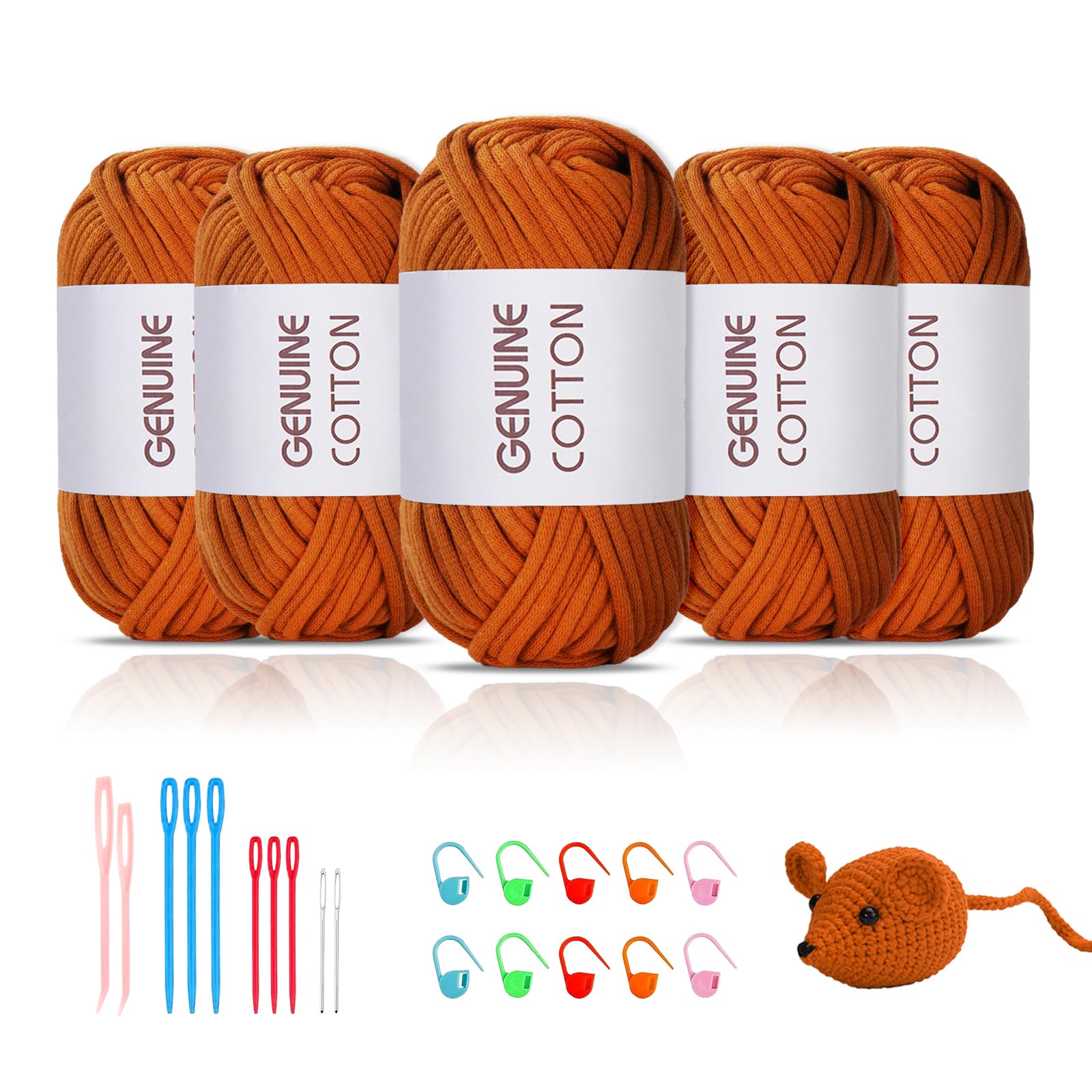 Maxee 5X50g Dickes Garn Baumwolle zum Häkeln, Chunky Häkelgarn für Anfänger, Kein Geteiltes Häkeln Amigurumi Wolle, Klobiges Baumwollgarn Einfaches Strickgarn zum Häkeln Stricke