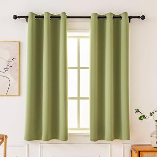 Pickluc Grommet Blackout Curtains 63 Inches Long 2 Panels, Light Blocking Window Drapes for Bedroom, Thermal Insulated, Noise Reduction, Sage Green, 42" Wide x 63" Length