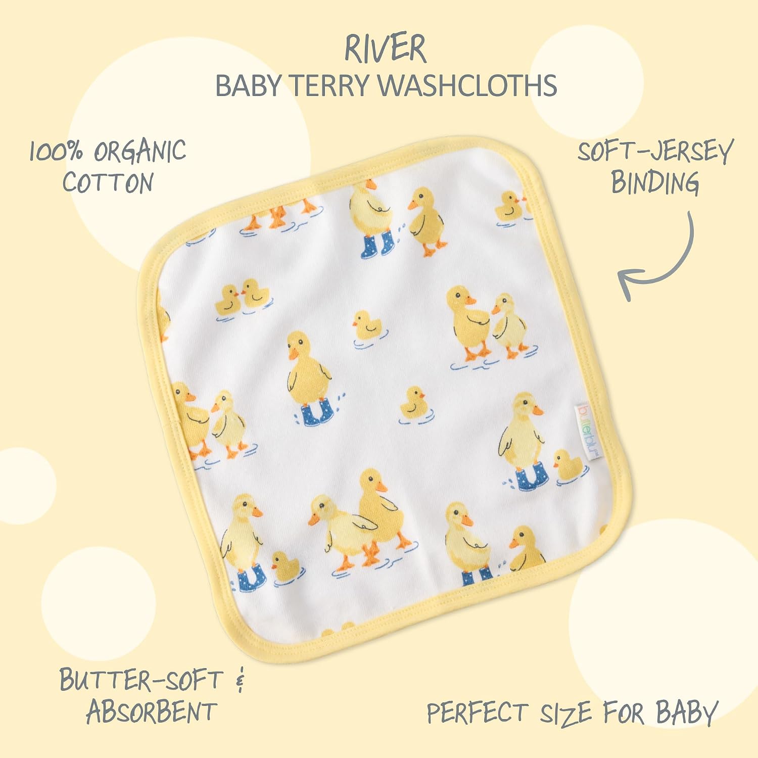 Butterblu River 10-Pack Baby Terry Washcloths 100% Organic Cotton Absorbent for Baby and Toddler Boys & Girls, Puddle Jumpers, One Size