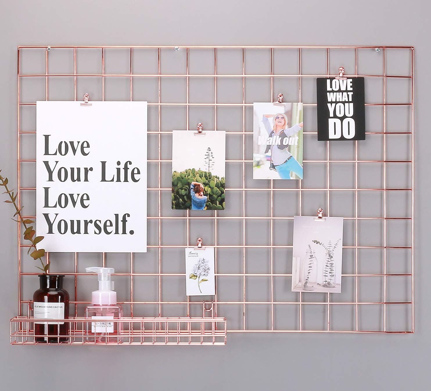 SIMMER STONE Rose Gold Wall Grid Panel for Photo Hanging Display & Wall