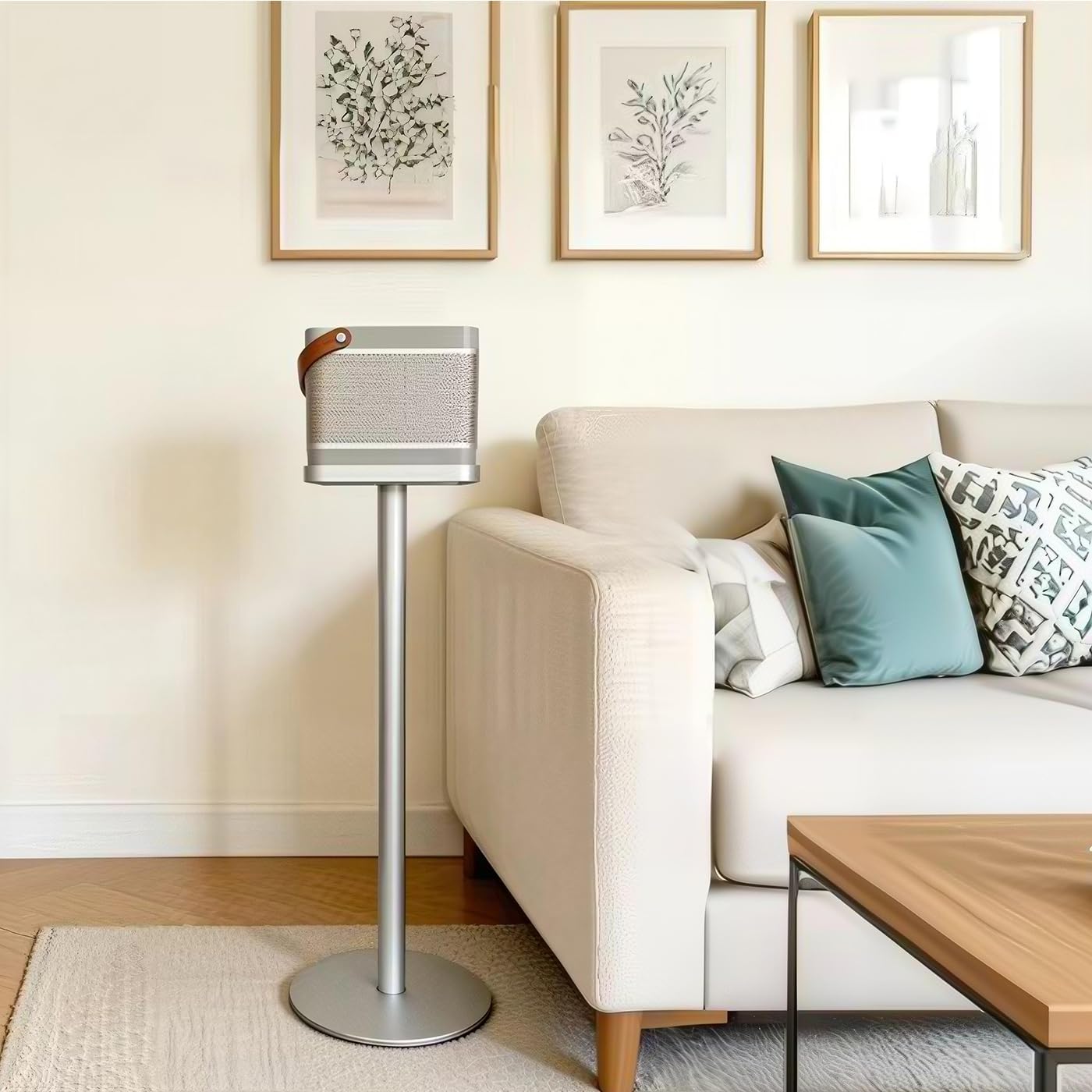 Aluminum Alloy Speaker Floor Stand Compatible with Bang & Olufsen Beolit 20 Bluetooth Speaker (Stand Only) Improves Sound Quality and facilitates Mobility (Silver)