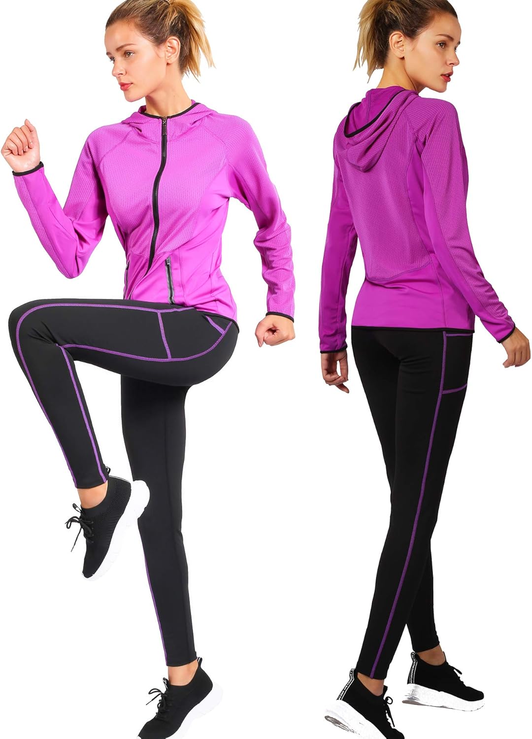 Active Wear Sets for Women -Workout Clothes Gym Wear TracksuitsYoga Jogging Track Outfit Legging Jacket 2 Pieces Set