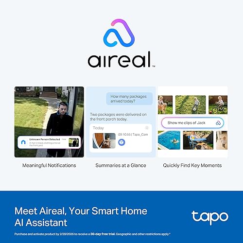 Miniatura 8 de Tapo Cámara de seguridad de doble lente 2K panorámica/inclinación inalámbrica con panel solar, gran angular de 165° + telefoto de 0.236 in,