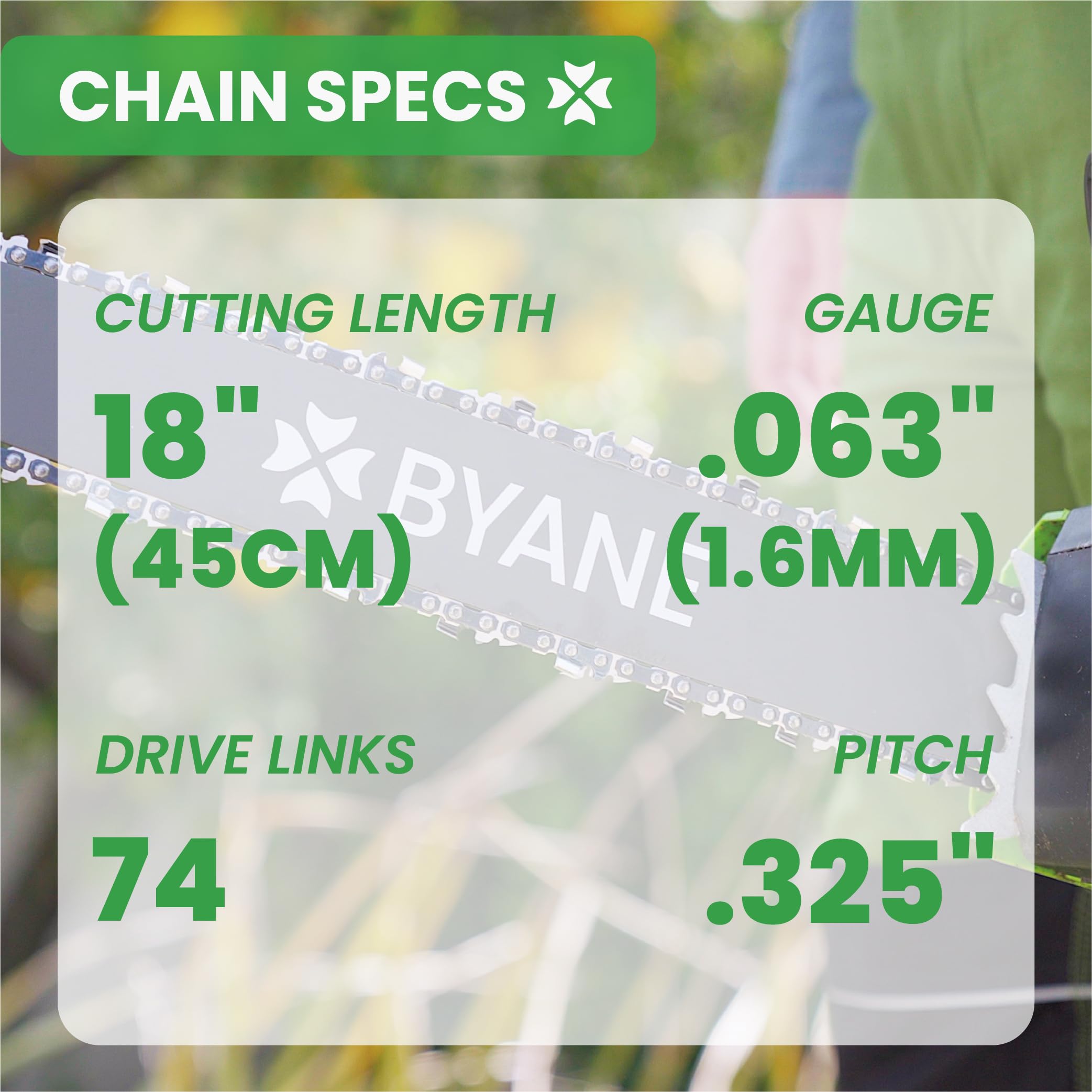 Amazon.com : BYANE 18-Inch Carbide Chainsaw Chain .325