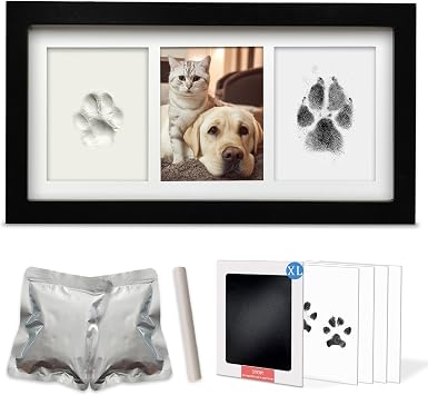 MYPAWLETS Dog Cat Paw Print Kit,Ink&Clay Pawprints Keepsake Frame Black