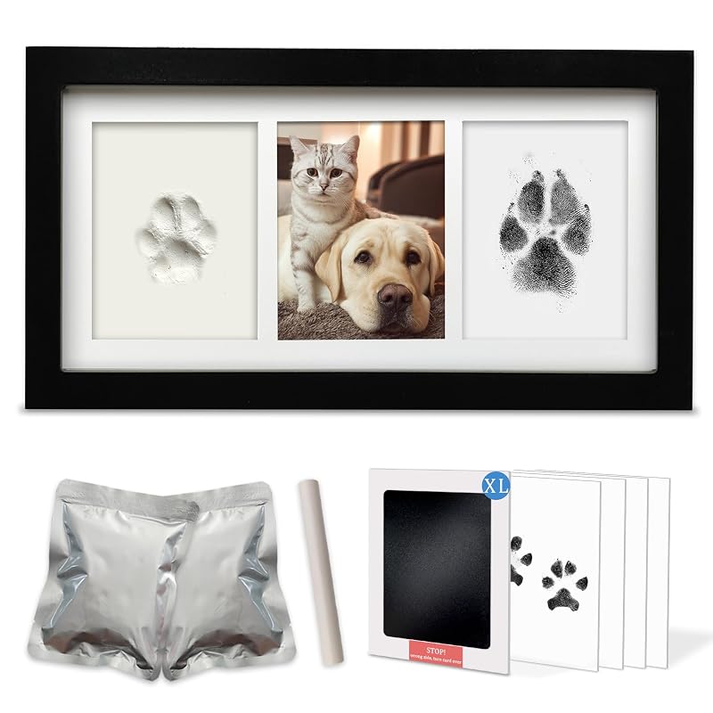 Kit de impressão de patinhas para cães e gatos com argila e almofada sem tinta MYPAWLETS, Preto (Black)