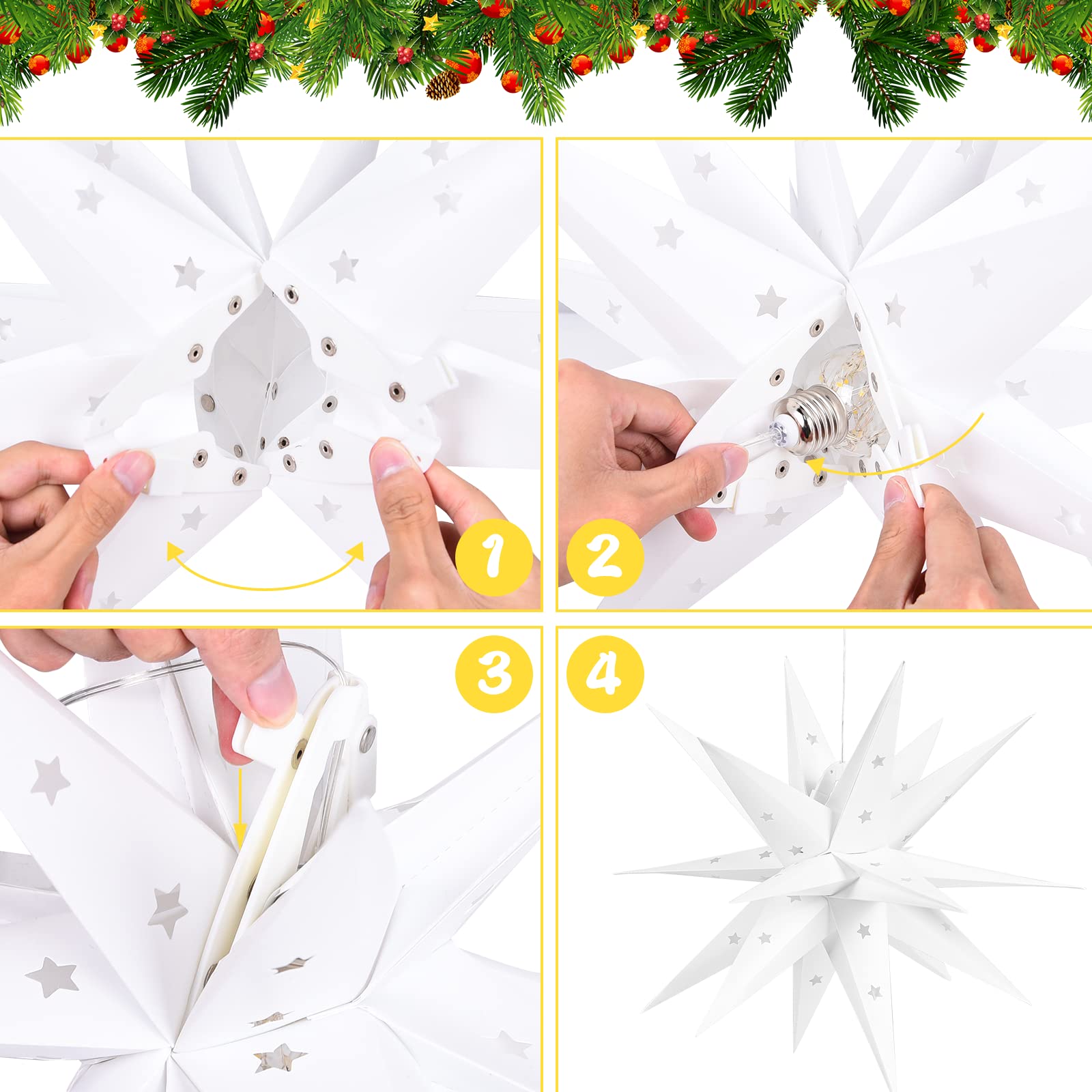 WeRChristmas Beleuchteter Weihnachtsstern Blumentopf - 45 Cm Hoch, Mehrfarbig, Mit 7 Sternen & LED-Lichtern