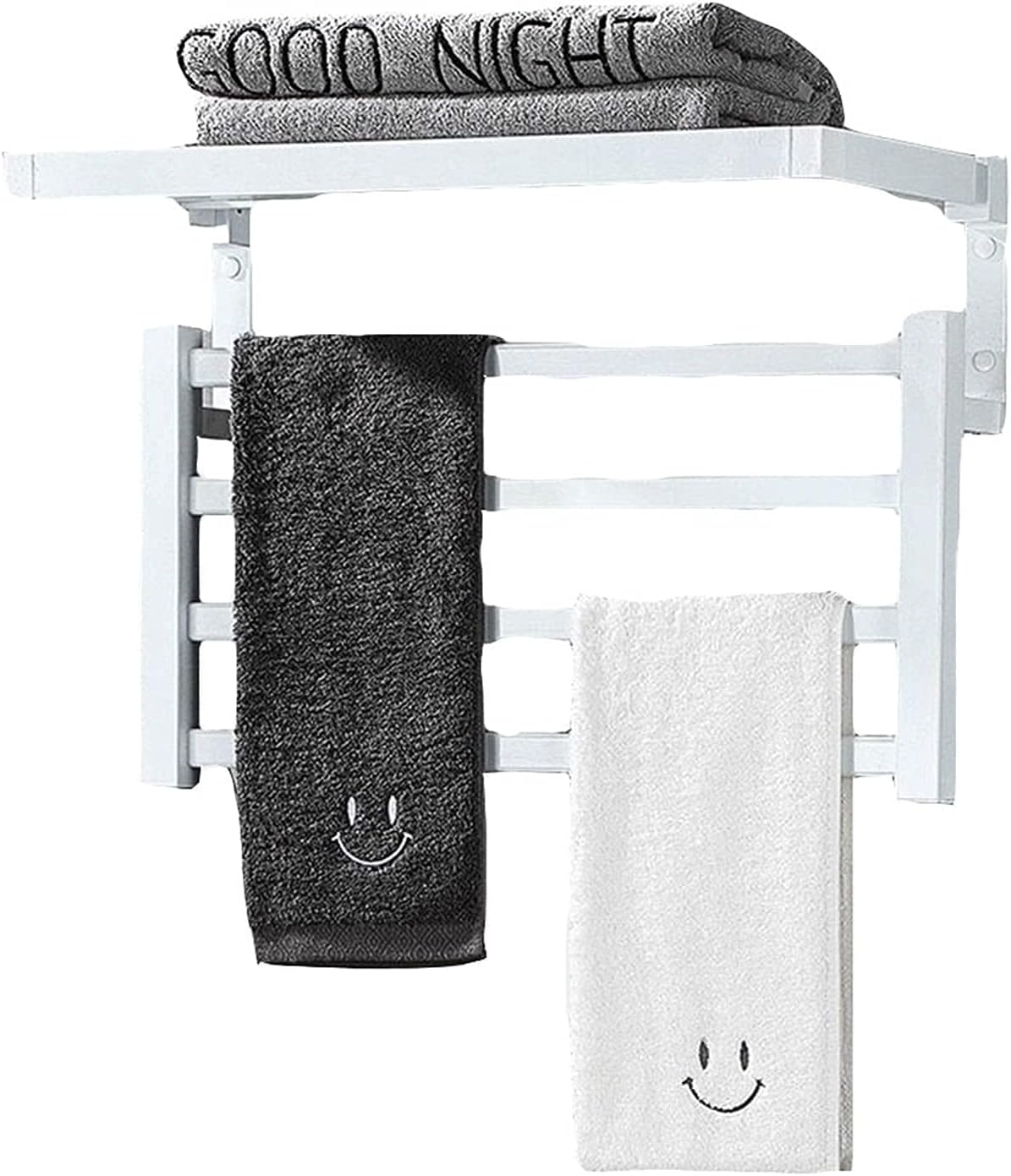 Towel Rack Bathroom Towel Drying Rack Freestanding Wall Mounted Towel Warmer Mount Electric Plug-in Hardwired Heated Aluminum Alloy Power 55 Watts Easy Install
