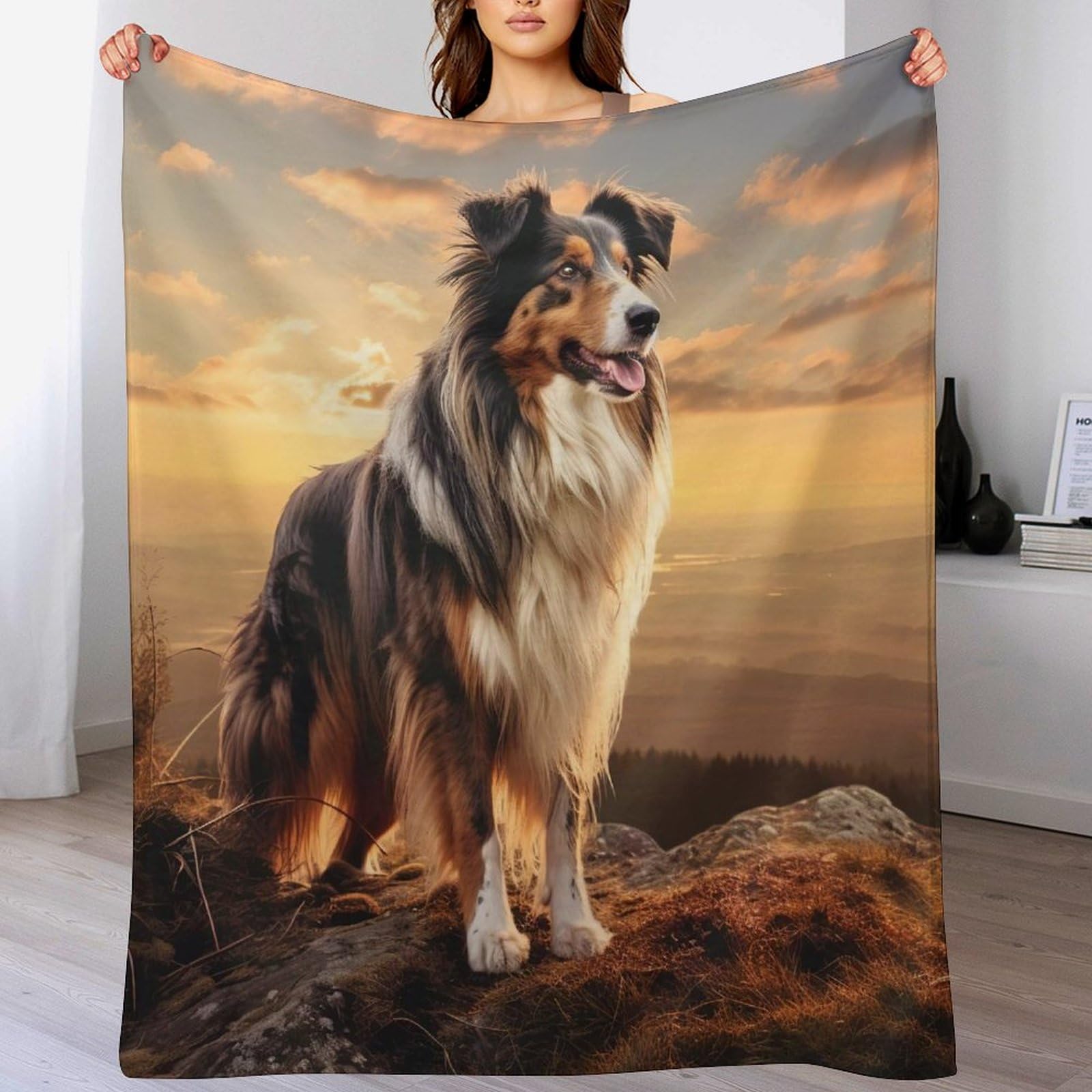 Couverture plaid polaire chien mignon en flannel épaisse pour lit et canapé de 130x150cm