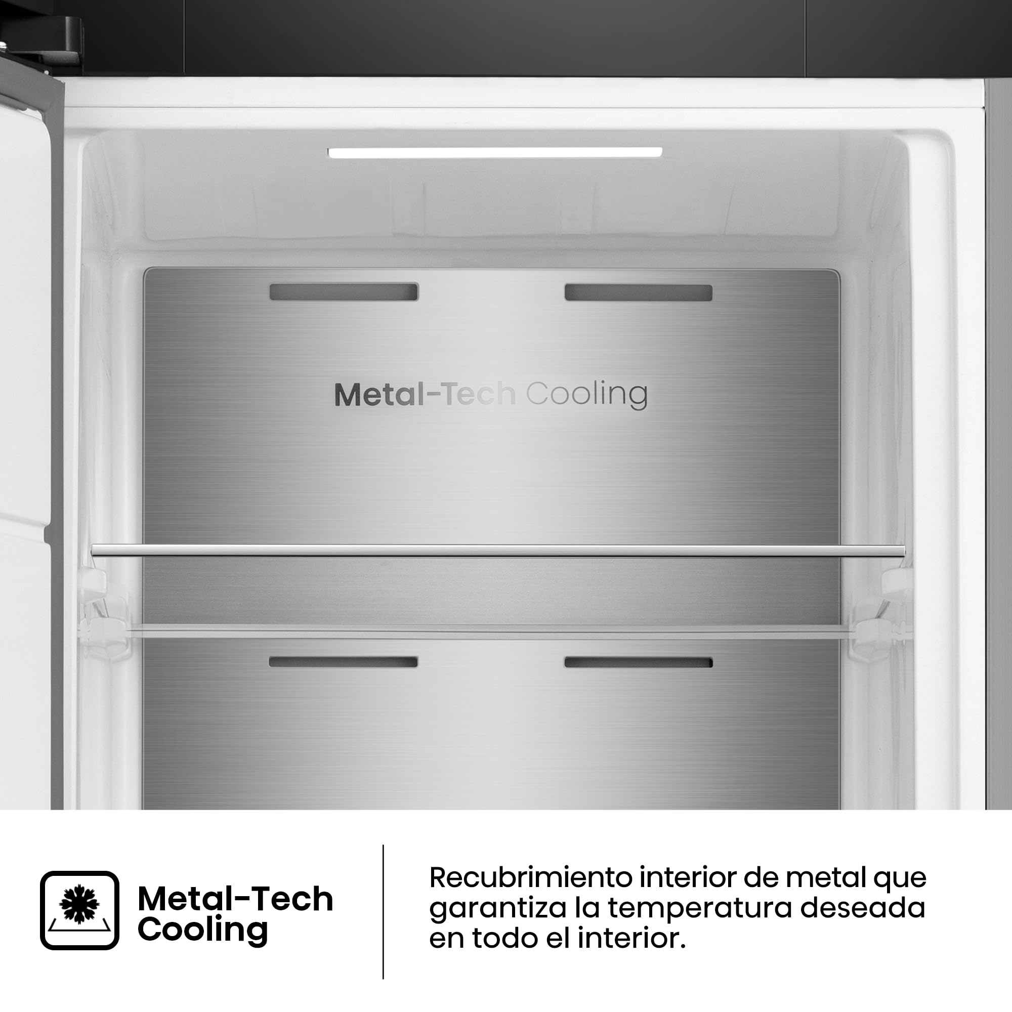 Hisense FT3K310SAIE1 - Congelador Una Puerta Total No Frost Kitchen Fit, 312L, 186cm, Ventilación Inferior, Apertura de Puerta 90º, Metal-Tech Cooling, Tirador de Apertura Fácil, WiFi, Inox