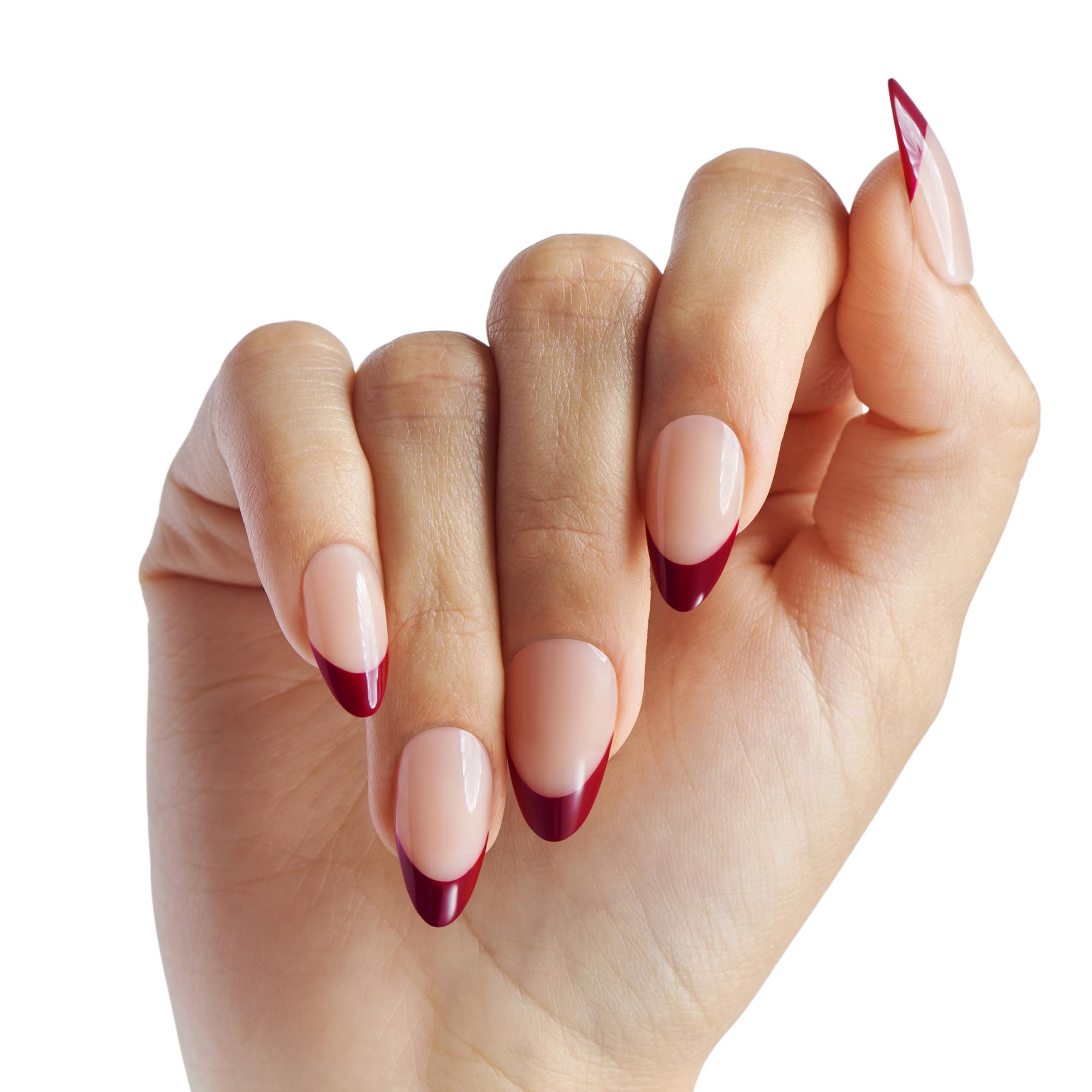 KISS Salon Acrylic French "Catchy", fioletowy, średniej długości w kształcie migdałów – 28 sztucznych paznokci do naklejania DIY, 2 g kleju do paznokci, 1 patyczek do manicure, 1 mini pilnik
