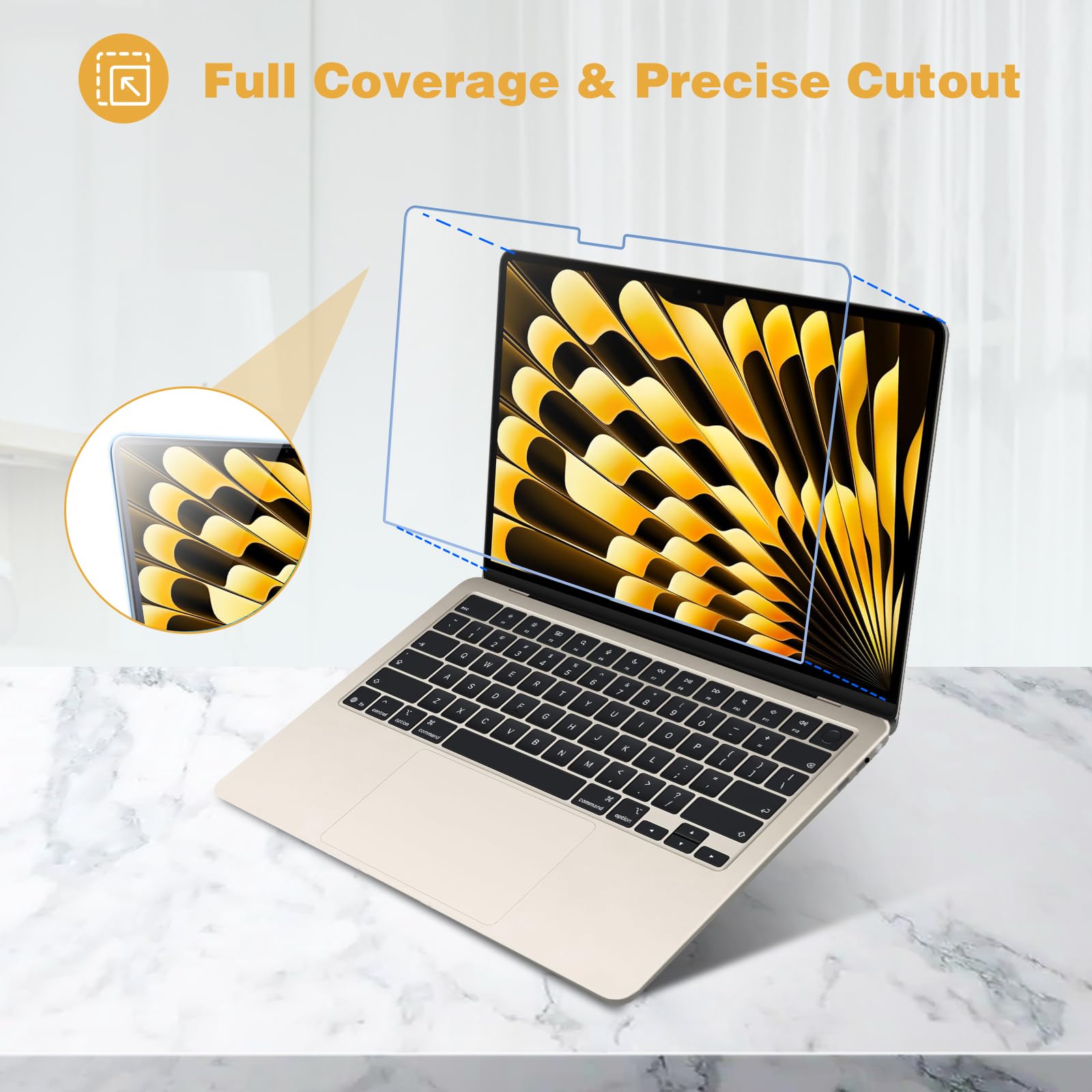 ProCase [2枚セット] MacBook Air 15インチ 強化ガラスフィルム 2枚セット 2026-2023年モデル M5/M4/M3/M2用 スクリーンプロテクター 9H硬度 MacBook Air 15インチノートパソコン用、耐傷、指紋防止、HDクリア