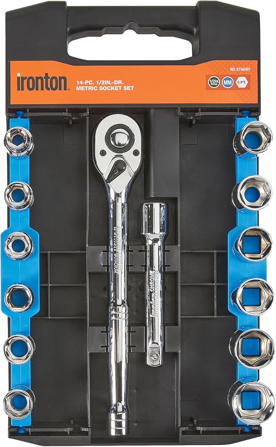 Ironton 14-Pc. 1/2in.-Drive Socket Set, Metric