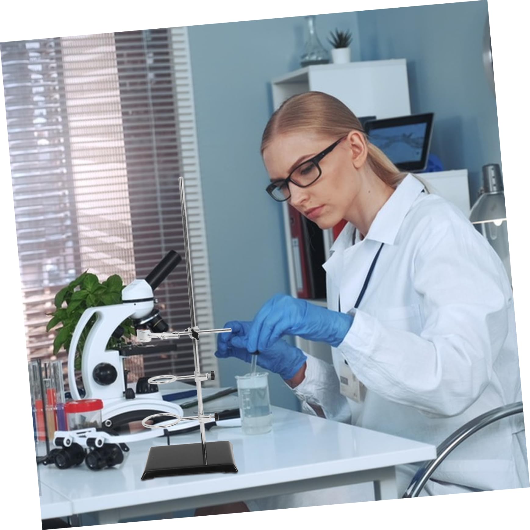 Hohopeti Laborstativ mit Klemme für Physik und Chemieexperimente Stabiles Laborgerätgestell für Filtration und Erhitzung Praktisches Stativ für Laborarbeiten