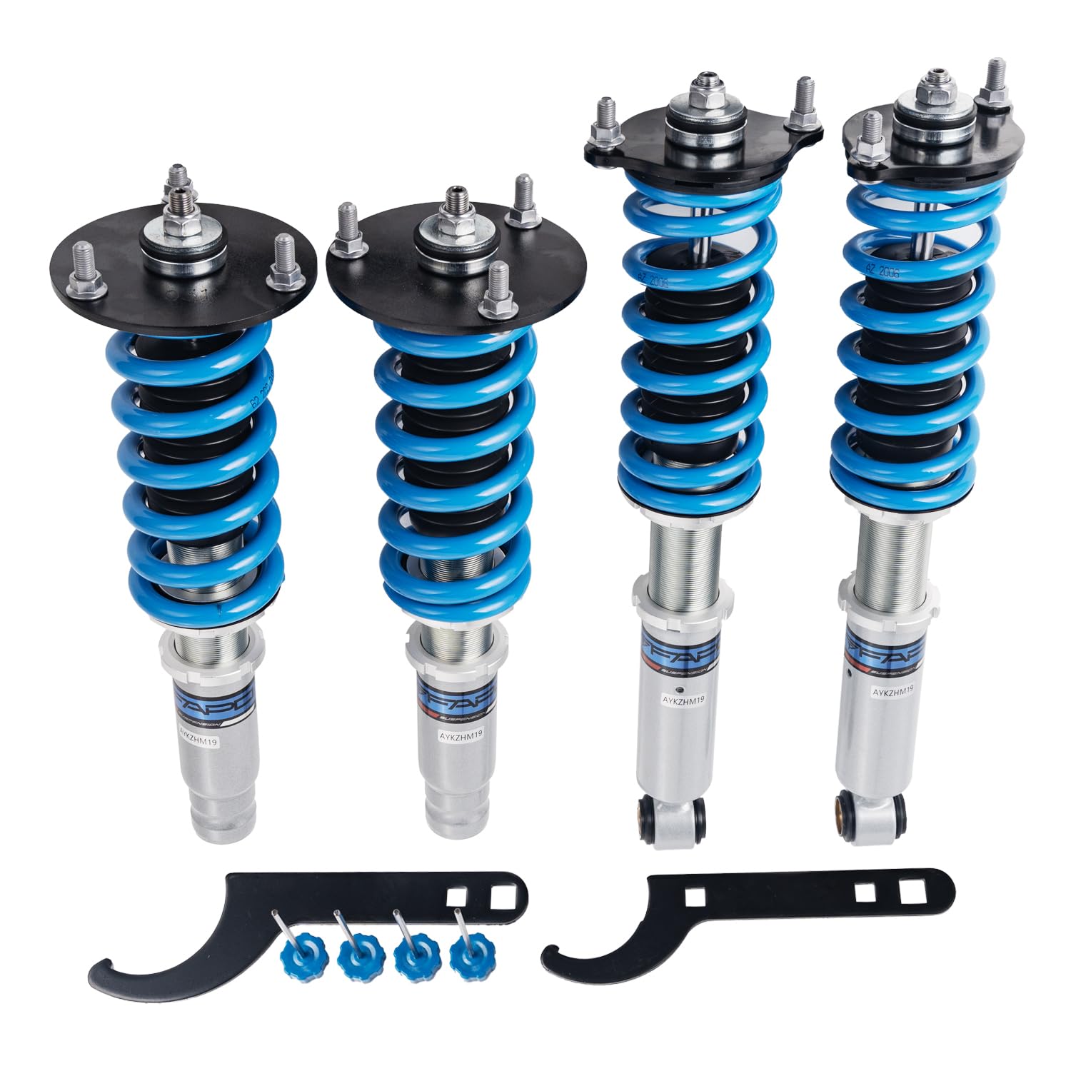 FAPO PS+ Coilovers for Mitsubishi Galant 1994-2003, for Mitsubishi Eclipse 1995-1999, 16 Level Damping Adjustable Height Mono-Tube Lowering Suspension Strut Kits(Blue)