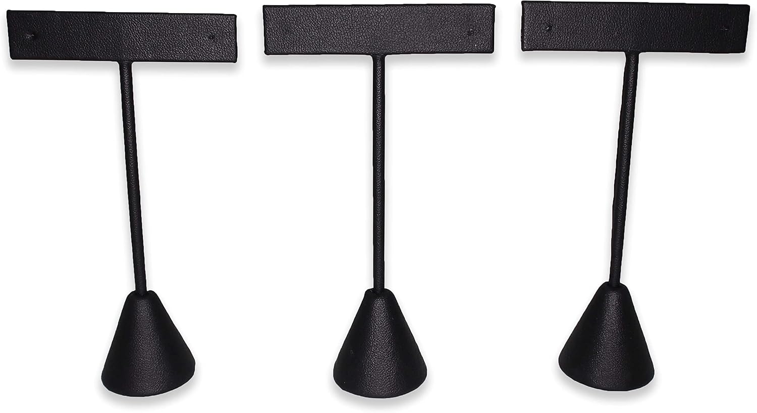 Black Leatherette 4.5" Earring Ts 3pcs for Jewelry Display, Retail, Home Use, Tradeshows, Showcase, Display Case, for Post, Hook, Loop, Stud, Dangle Earrings