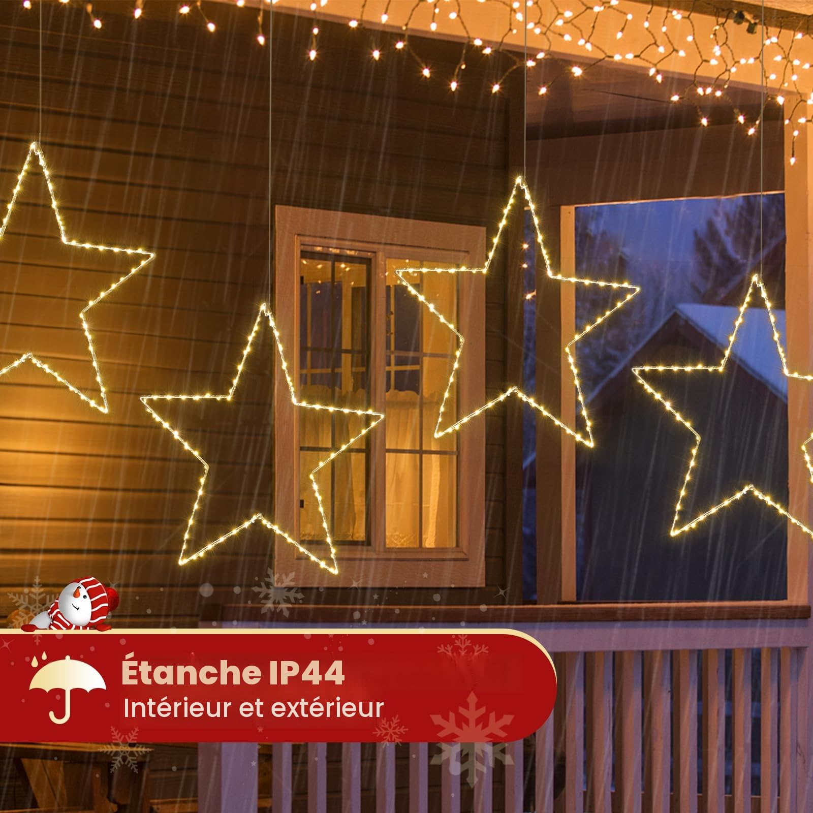 GlobaLink Lumière Étoilée Extra-Large, 50CM 70Leds | Étoiles Décoratives Pliables pour FenêtreGuirlande Led à Pile Guirlandes Lumineuses Étoile de Noël pour Décorations-iP44