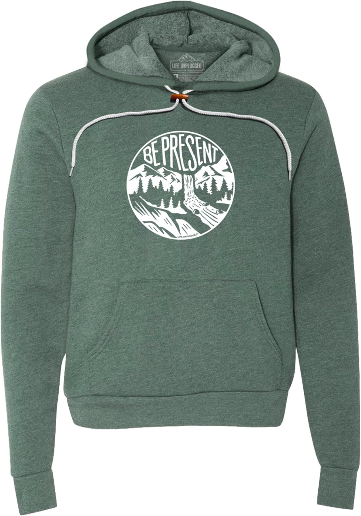 Be Present Waterfall Mountain Soft Pullover Hoodie for Men & Women Camping Hooded Sweatshirts