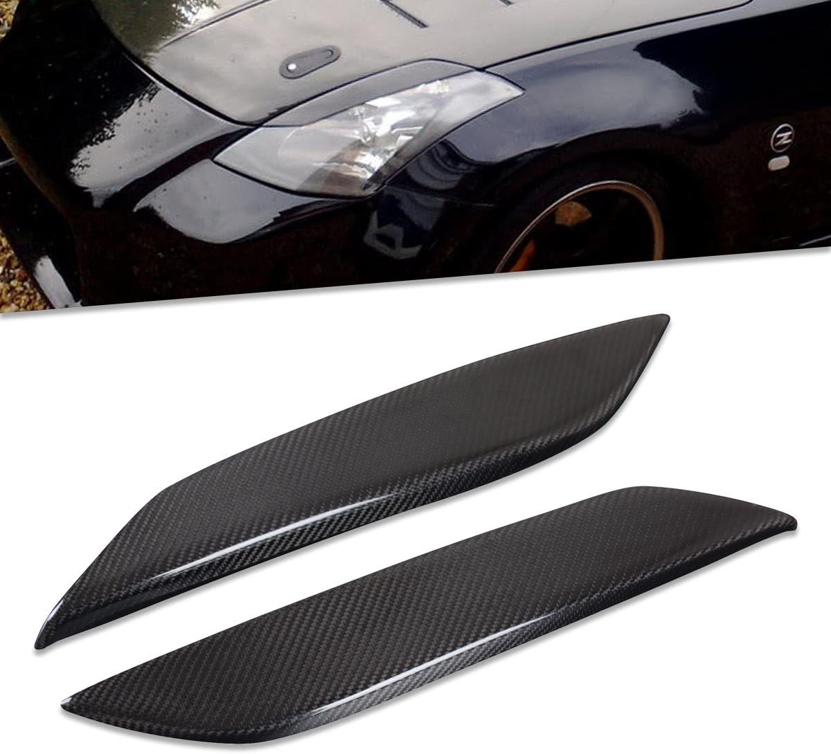 Real Carbon Fiber Eyebrows Eyelids Headlight Cover for Nissan 350Z Fairlady Z Z33 2003 2004 2005 2006 2007 2008