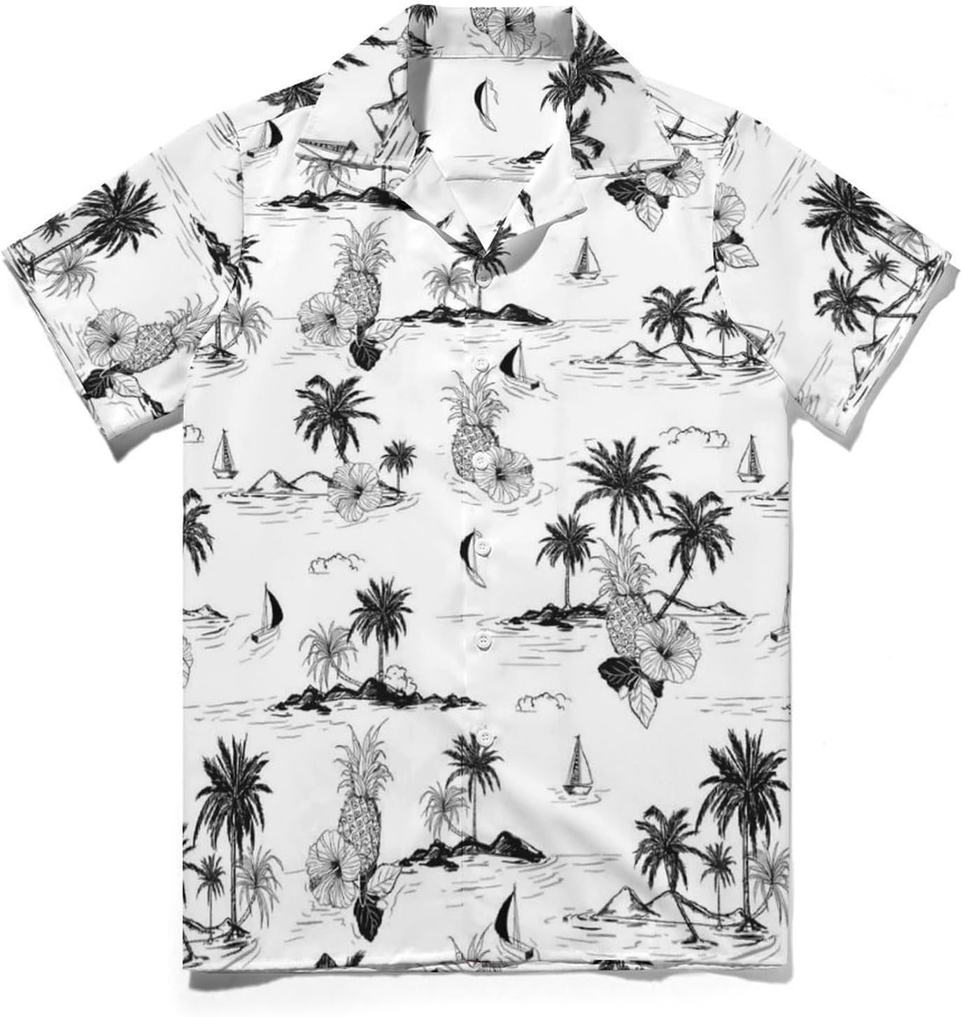 Hawaiian Shirt for Men Tropical Animal Flowers Button Down Shirts Tropical Casual Shirt Short Sleeve Summer Shirt XX-Large, Pineapple Sailboat - Image 4