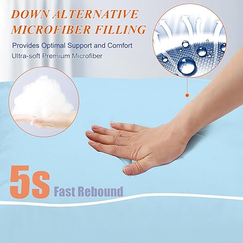 Miniatura 3 de MZOIMZO Almohadas de cama para dormir, densidad suave, juego de 2 unidades, calidad de hotel refrescante con relleno alternativo de plumón suave