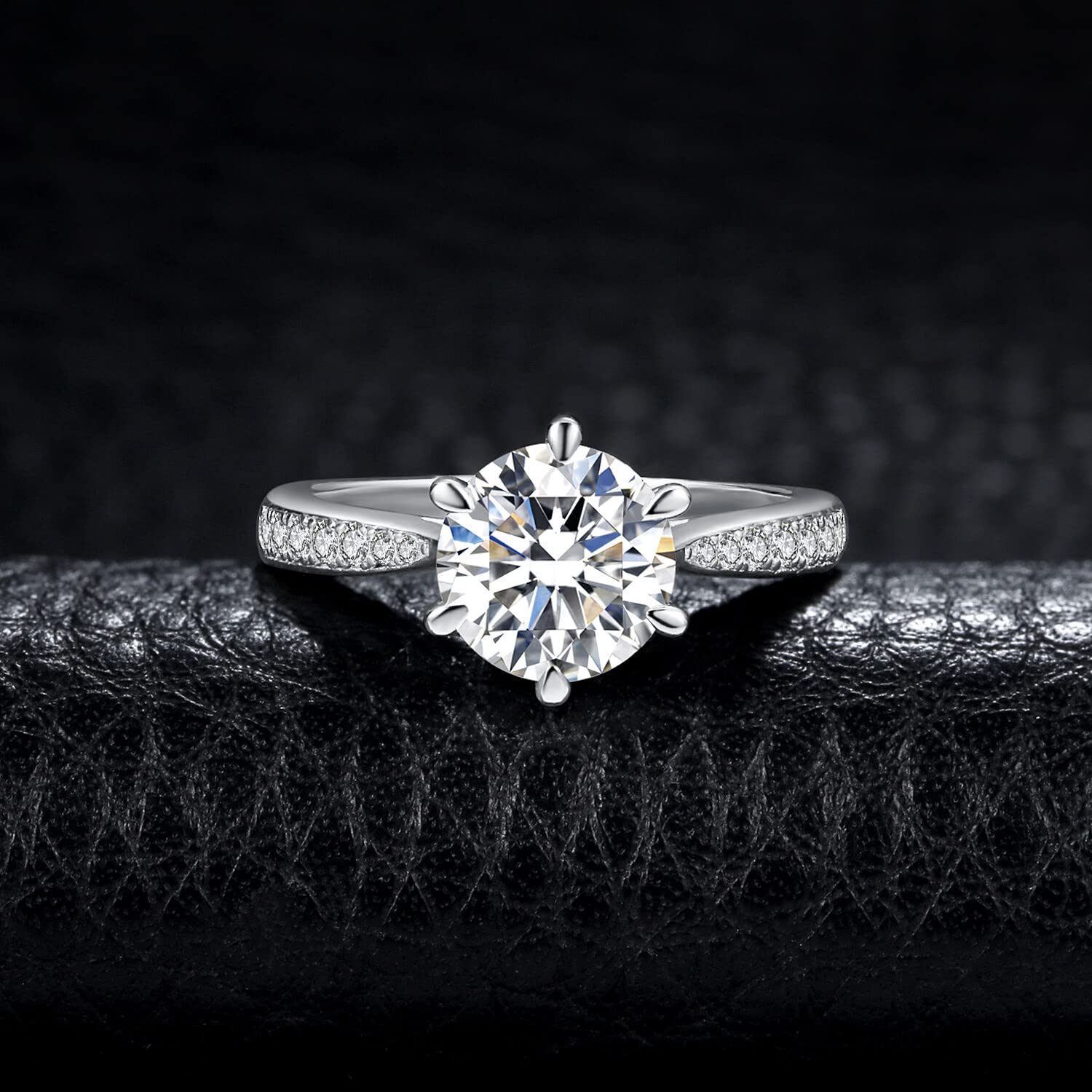JewelryPalace 0.5-3ct Classico Anello Solitario Donna Argento 925 con Creato Moissanite, Diamante Simulato Anelli con Pietre Laterali, Semplice Fedine Fidanzamento in Tre Ori Set Gioielli Donna