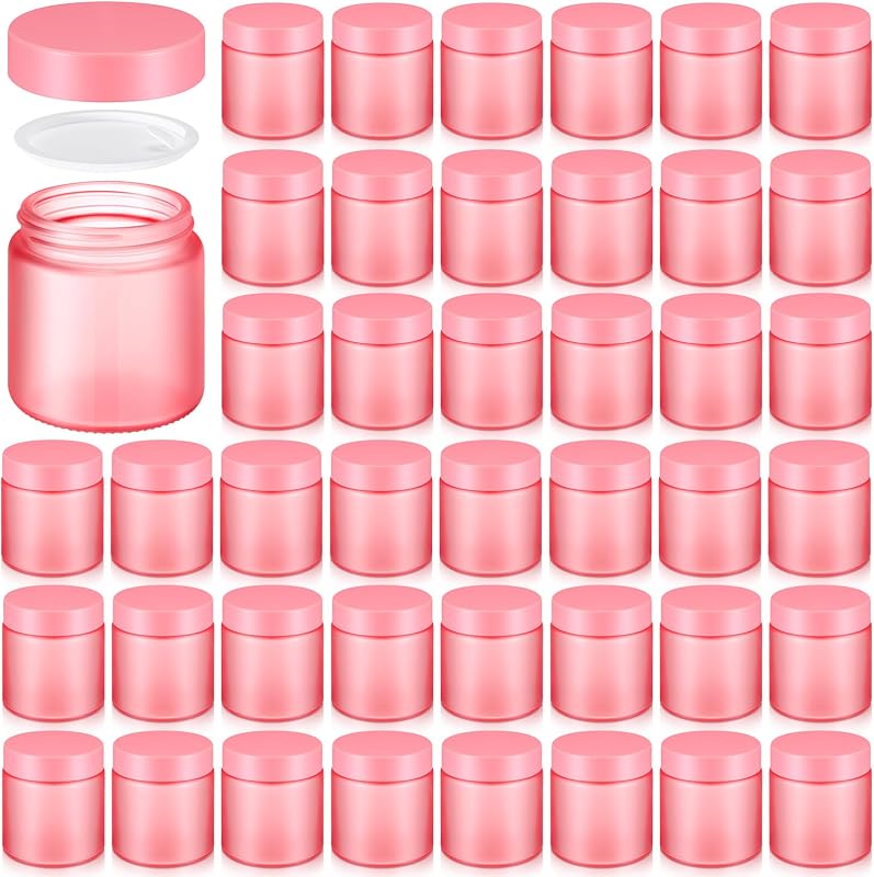 Norme 48 Frascos de Vidro com Tampa de Rosca para Cosméticos, 120 mL, Rosa