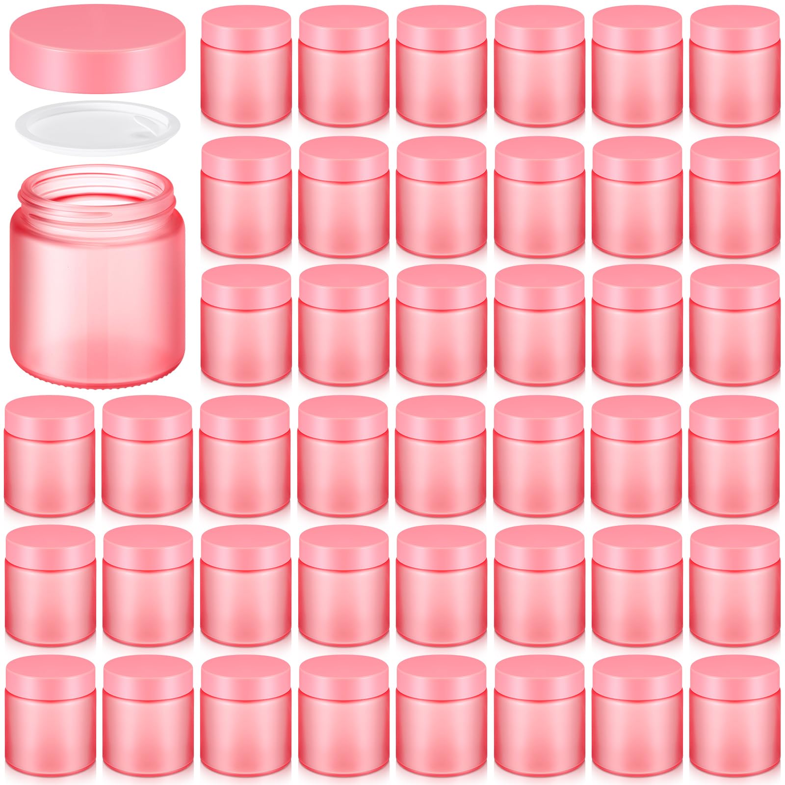 Norme 48 Pcs 4 oz Glass Jars with Lids Cosmetic Jars, Pink