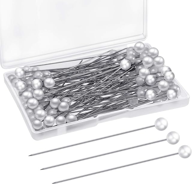 Corsage Boutonniere Pins Teardrop Pearl Head Pins Wedding Bouquet Pins White Straight Head Pins for DIY Crafts Jewelry Making Sewing Wedding Flower Decorations (100 Pieces with 1 Box)